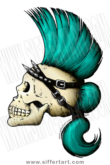 Punk Skull Ink and Photoshop Original size A4