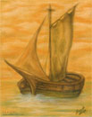 old boat pastels drawing
