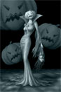 pumpkin head witch illustration