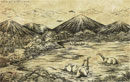 landscape with dinosaurs illustration