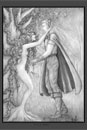 elf and dryad pencil drawing