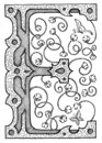 ornate letter ink drawing